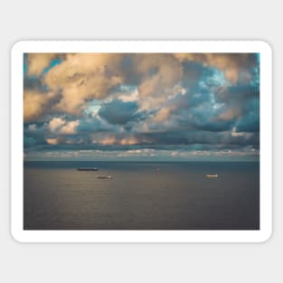 Moody sky over container ships Sticker